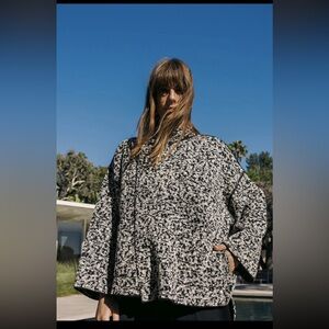 Zara Black and White Poncho Sweater